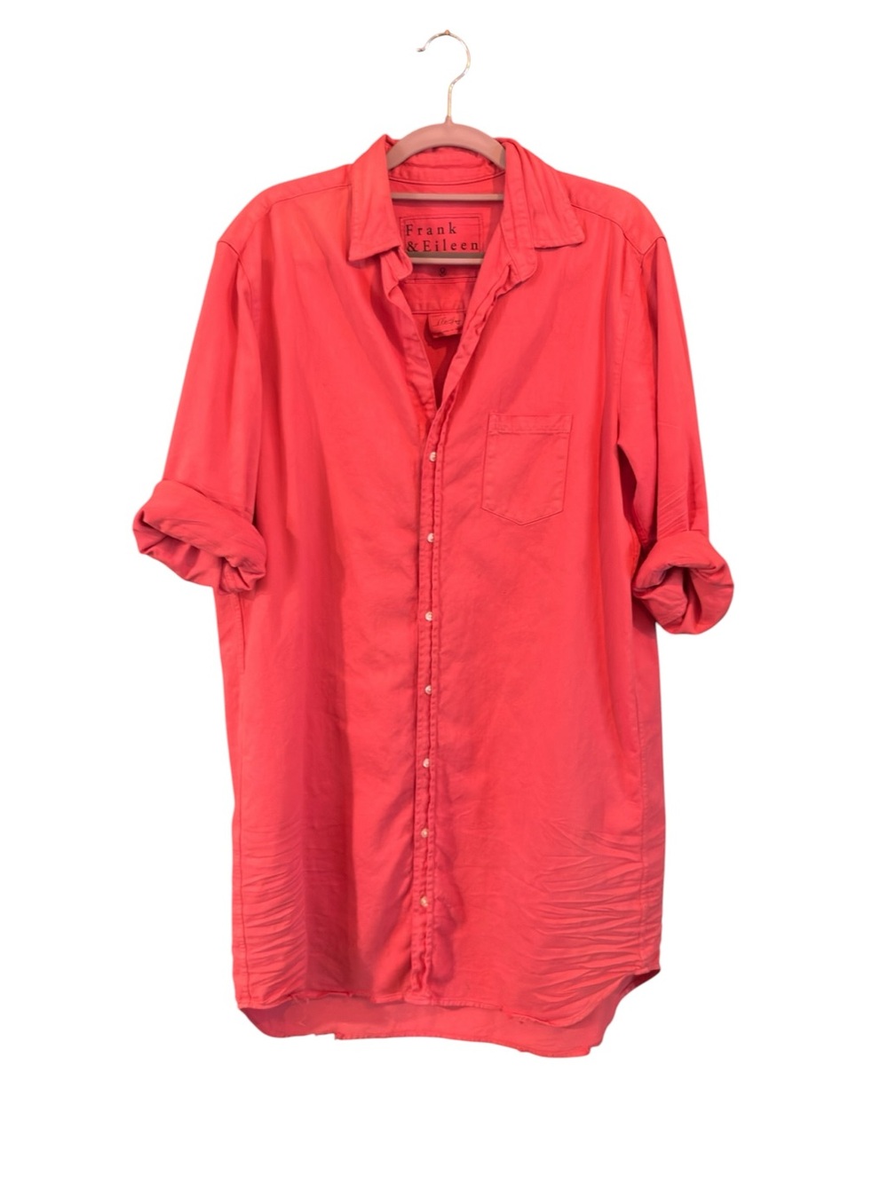Frank & Eileen Coral Long Button-Up Tunic